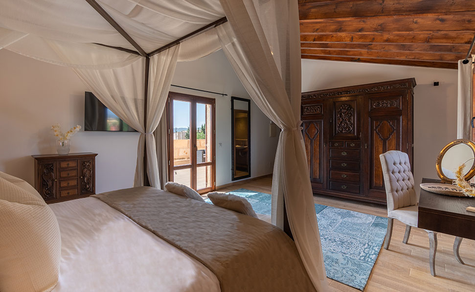 bed with mosquito net bedroom oliba marsenses cas metge matas villa