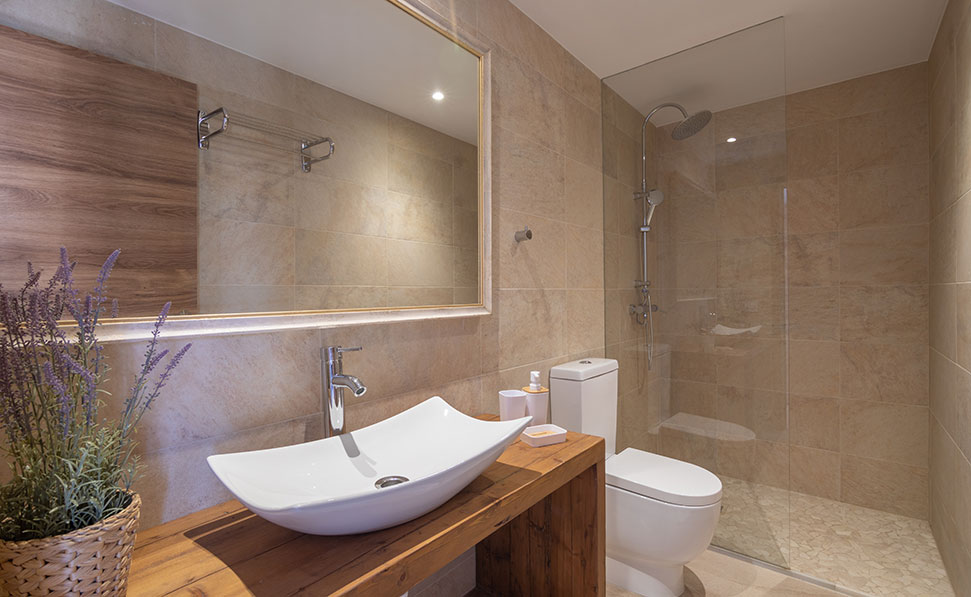 salle de bain complète chambre puput Marsenses Cas Metge Matas Villa